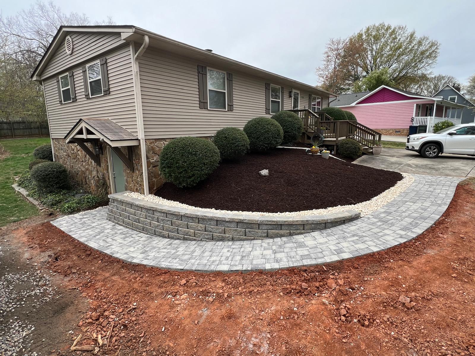 Retaining wall and walkway